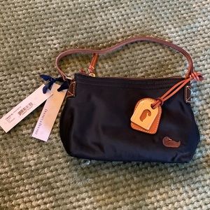 Dooney & Burke Black Leather and Nylon Pouchette